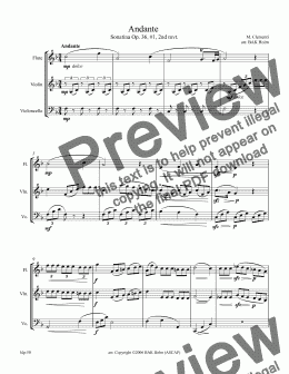 page one of Andante (flute, violin, cello) Clementi