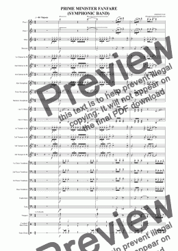 page one of PRIME MINISTER FANFARE (SYMPHONIC BAND)