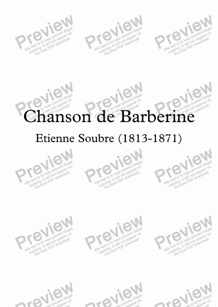 page one of Chanson de Barberine (Etienne Soubre / Musset)