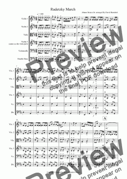 page one of Radetzky March for String Orchestra