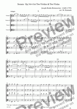 page one of Sonata  Op.34-6 for Two Violins & Two Violas