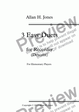 page one of 3 Easy Duets for Descant Recorder