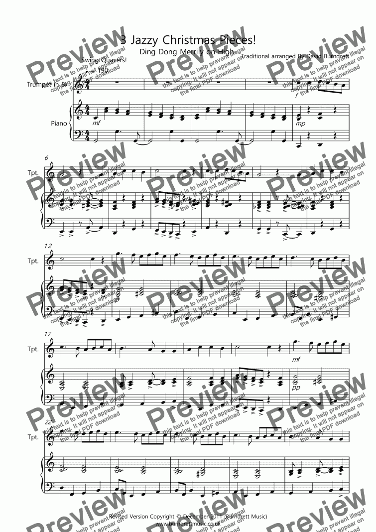 page one of 3 Jazzy Christmas Pieces! for Trumpet and Piano