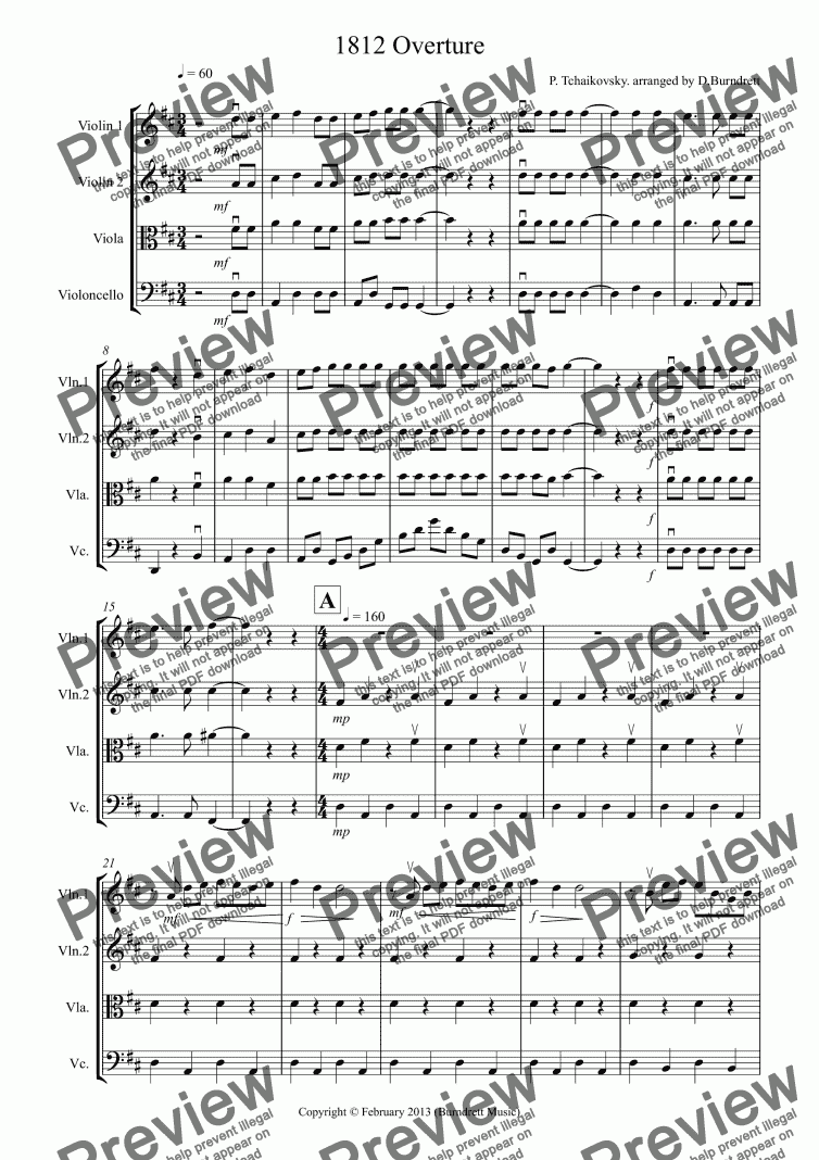 page one of 1812 Overture for String Quartet