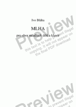 page one of MLHA (Fog) pro sbor mladších dětí a klavír (Czech words)