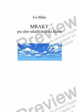 page one of MRAKY (Clouds) pro sbor mladších dětí a klavír (Czech words)