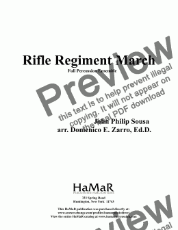 page one of Rifle Regiment March