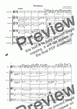 page one of Sitt: Romance for Viola solo and String Orchestra