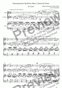 page one of Fantasiestucke Op.88 III Duett for Oboe, Clarinet & Piano