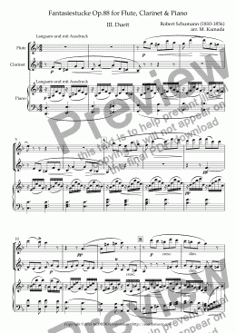 page one of Fantasiestucke Op.88 III Duett for Flute, Clarinet & Piano