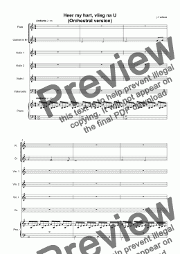 page one of Heer my hart, vlieg na U (Orchestral version)