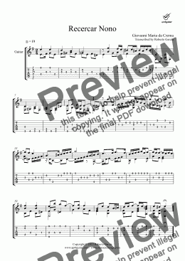 page one of Recercar nono for solo guitar