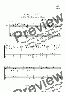 page one of Gagliarda III for solo guitar