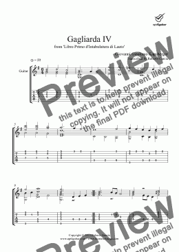 page one of Gagliarda IV for solo guitar