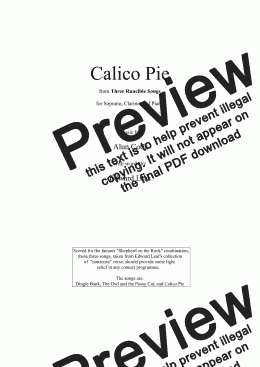 page one of Calico Pie (Soprano, Clarinet and Piano)