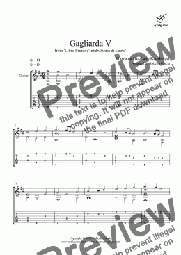 page one of Gagliarda V for solo guitar