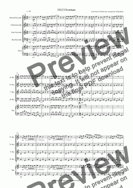 page one of 1812 Overture for Recorder Quartet
