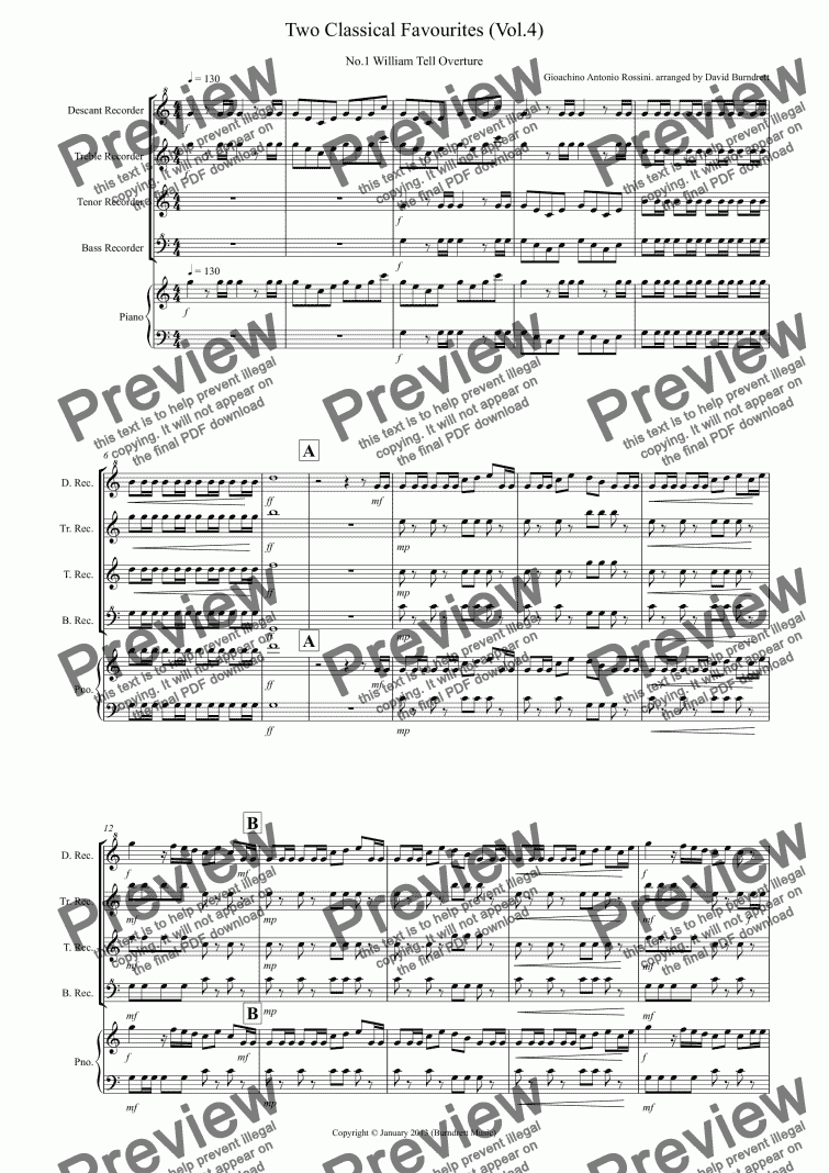 page one of 2 Classical Favourites for Recorder Quartet (volume four)