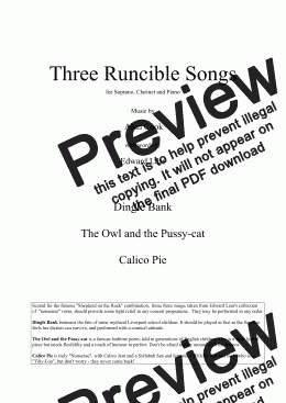 page one of Three Runcible Songs (Soprano, Clarinet and Piano)