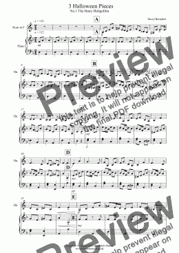 page one of 3 Halloween Pieces for French Horn and Piano