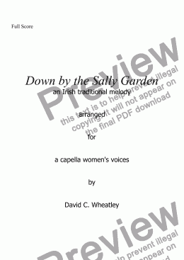 page one of Down by the Sally Garden for a capella women’s voices