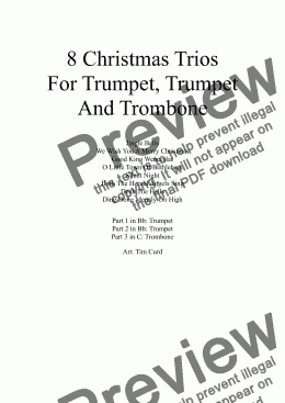 page one of 8 Christmas Trios For Trumpet, Trumpet and Trombone