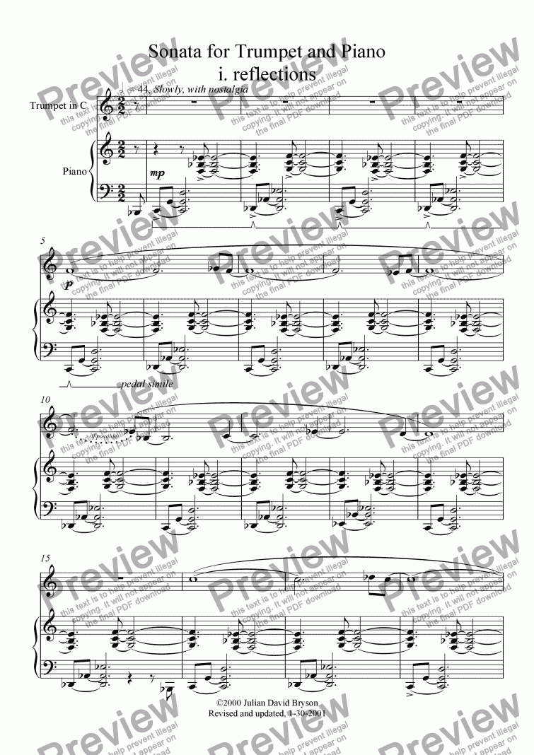 page one of Sonata for Trumpet and Piano
