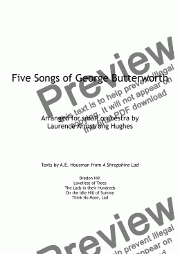 page one of Five Songs of George Butterworth