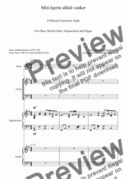 page one of Mitt hjerte alltid vanker  (Mixed Choir, Obo, Harpsichord & Organ)