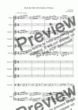 page one of Deck the Hall with Chunks of Cheese (arranged for training Christmas Wind Band)