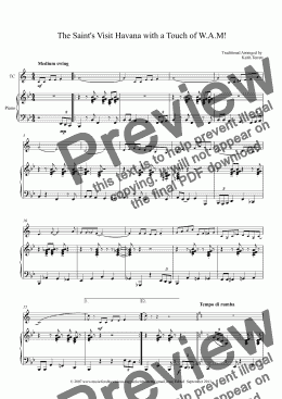 page one of The Saint’s Visit Havana with a Touch of W.A.Mozart for Bb Trombone-Euphonium (TC)