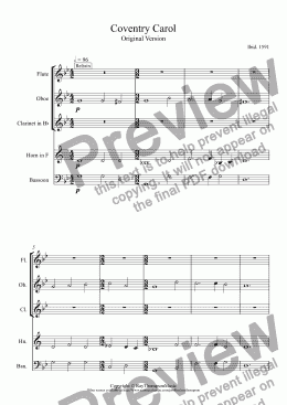 page one of Coventry Carol (Lully,Lullah) (old and modern versions)