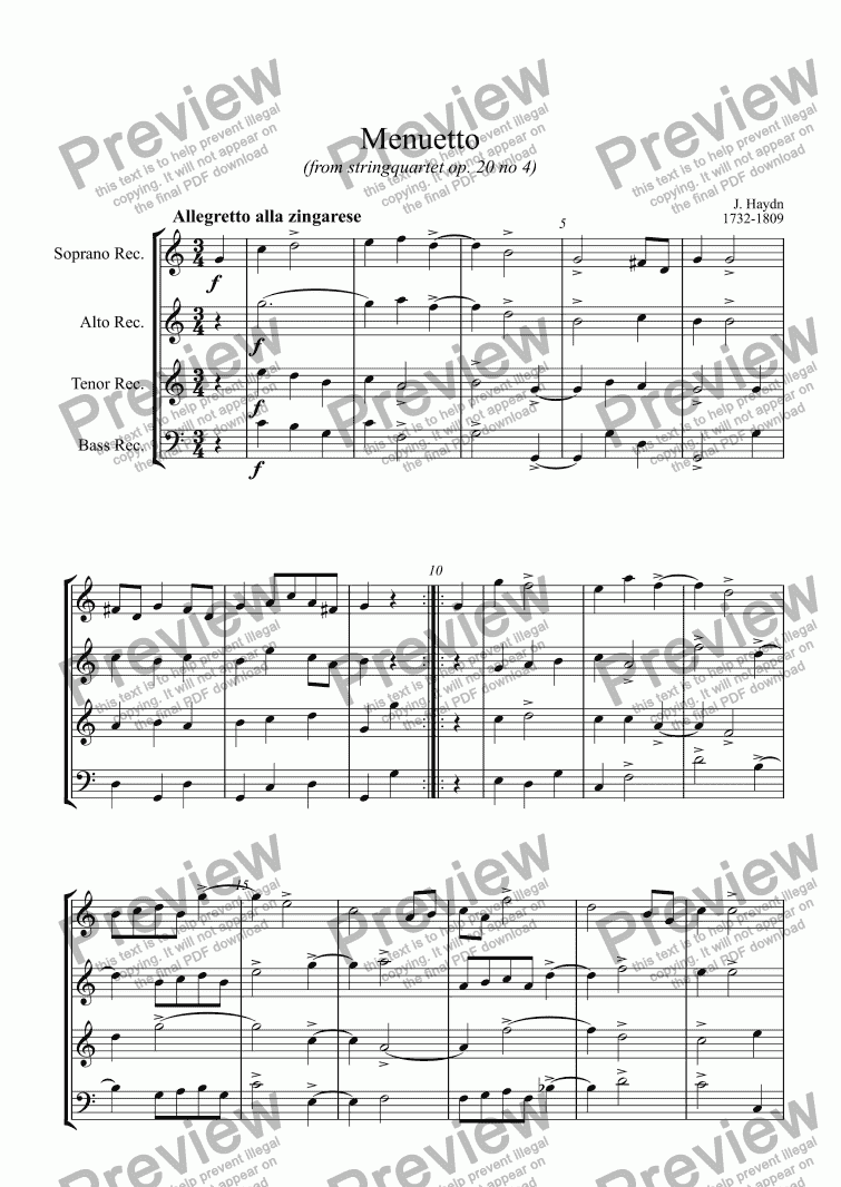 page one of Menuetto (Haydn)