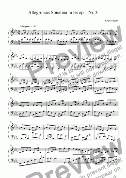 page one of Allegro aus Sonatina in Es op 1 Nr. 3