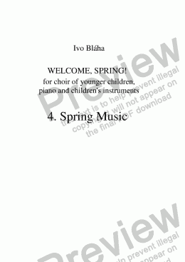 page one of SPRING MUSIC for choir of younger children and children’s instruments (English words) 