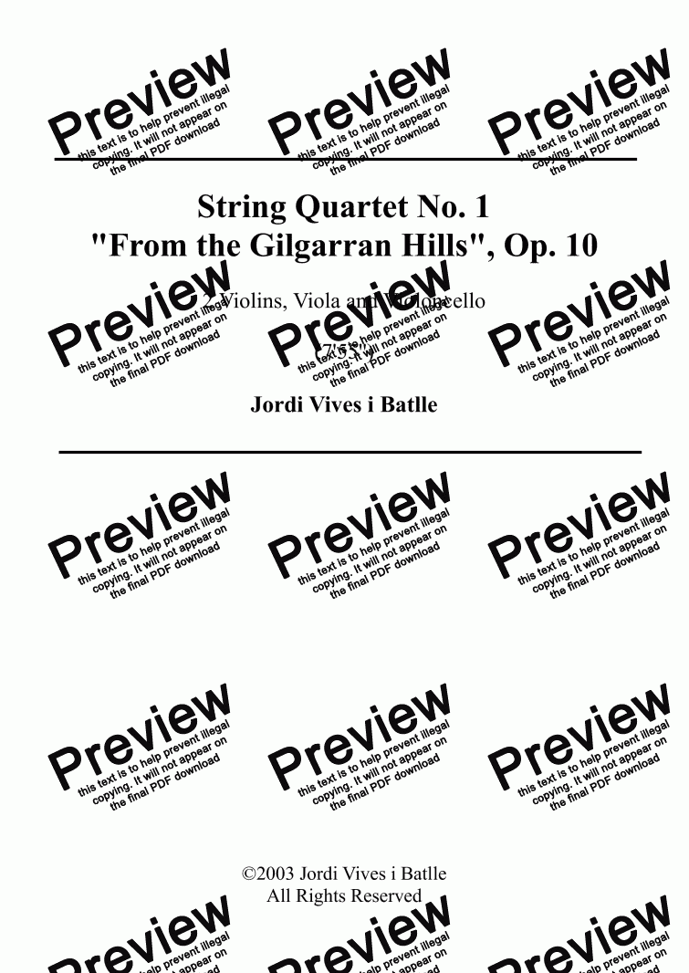page one of String Quartet No. 1 ’From the Gilgarran Hills’, Op. 10