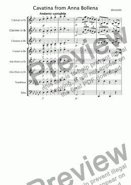 page one of Cavatina from Anna Bollena