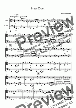 page one of Blues Duet for Viola and Cello