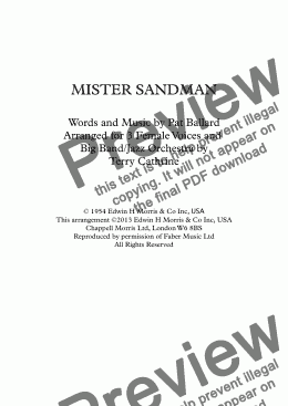 page one of MISTER SANDMAN