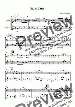 page one of Blues Duet for Flute and Clarinet