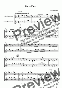 page one of Blues Duet for Alto and Tenor Saxophone