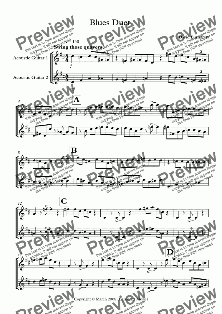 page one of Blues Duet for Guitar