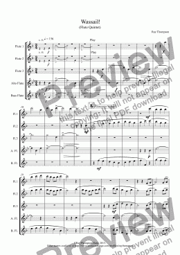page one of Wassail! (Flute Quintet)(includes :Gloucester Wassail, Somerset Wassail and The Wassail Song.)
