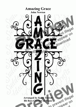 page one of Amazing Grace for Bb Bass Clarinet & Piano
