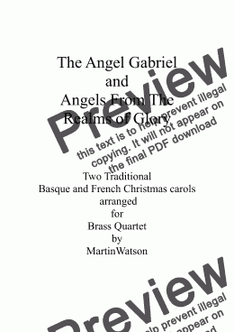 page one of The Angel Gabriel and Angels From The Realms of Glory for Brass Quartet.