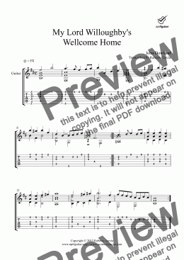 page one of My Lord Willoughby’s Wellcome Home for solo guitar