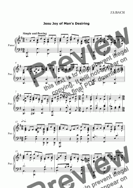 page one of <b>Jesu Joy of Man’s Desiring</b> for Piano Solo