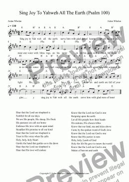 page one of Sing Joy To Yahweh All The Earth (Psalm 100)