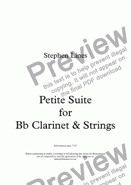 page one of Petite Suite for Bb Clarinet & Strings