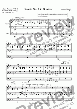 page one of Organ Sonata No.1 in G Minor